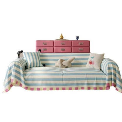 Sofa Cover Pastel Striped Microfiber Machine Washable