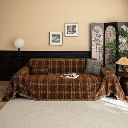 Sofa Cover Plaid Chenille Anti-Slip & Machine Washable