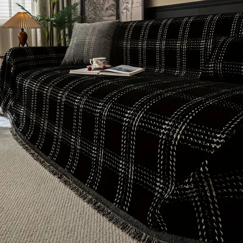 Sofa Cover Plaid Chenille Anti-Slip & Machine Washable