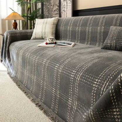 Sofa Cover Plaid Chenille Anti-Slip & Machine Washable