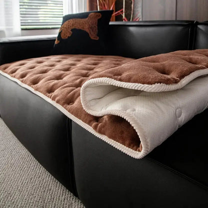 Sofa Cover Plush Button-Tufted Microfiber