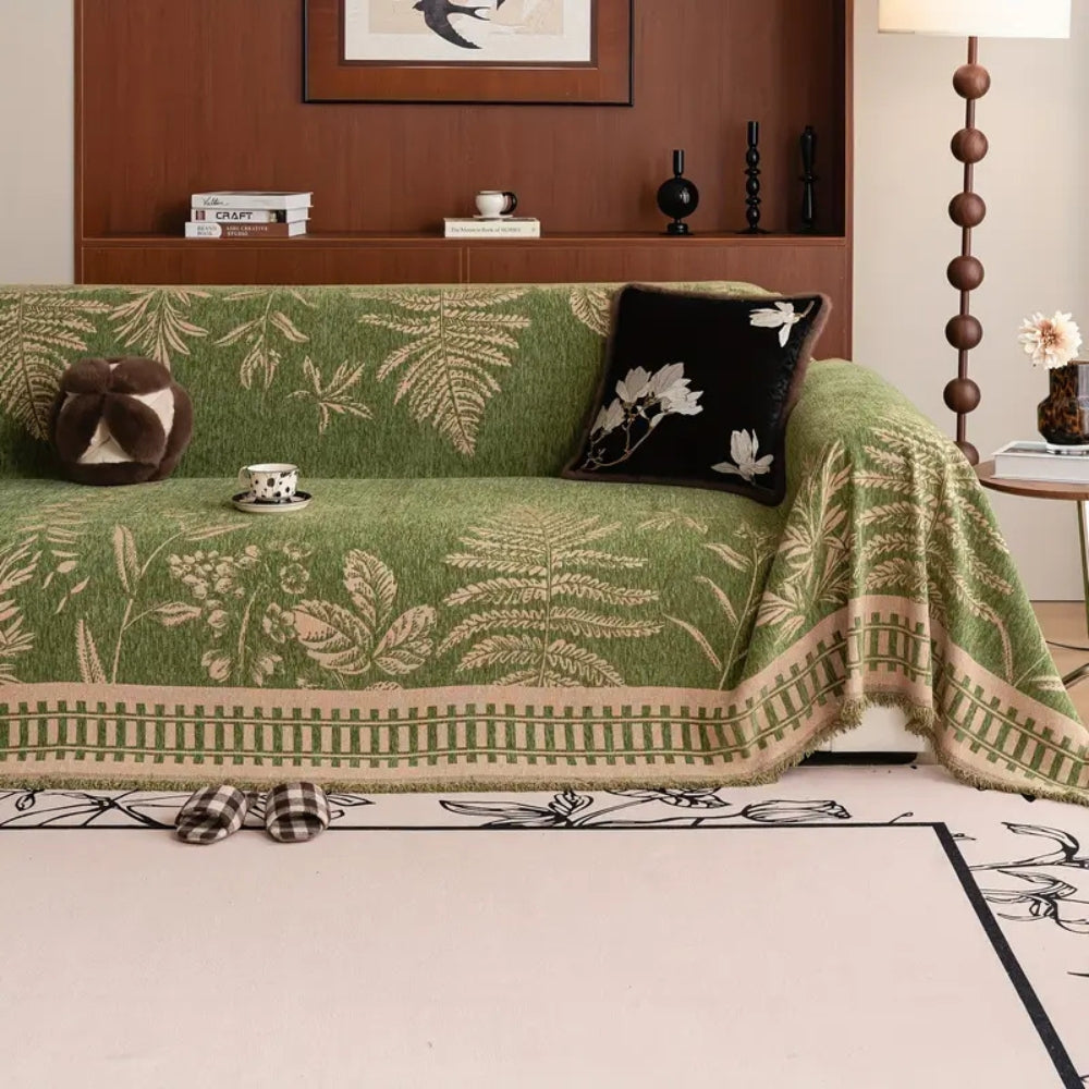 Sofa Cover Plush Chenille Botanical Floral