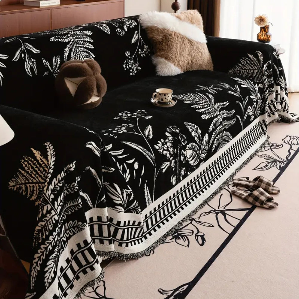 Sofa Cover Plush Chenille Botanical Floral