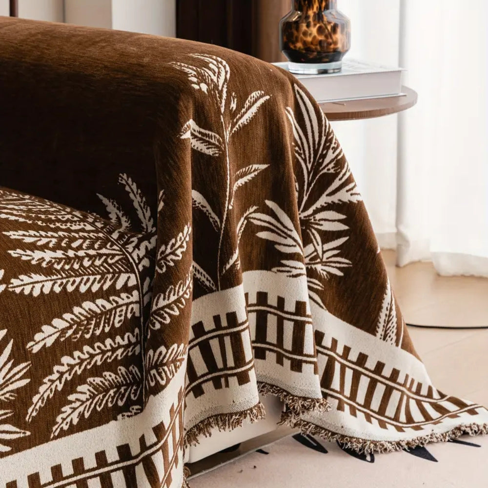 Sofa Cover Plush Chenille Botanical Floral