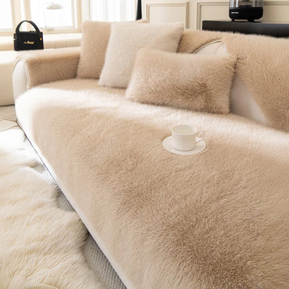 Sofa Cover Plush Faux Fur Non-Slip Machine Washable