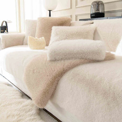 Sofa Cover Plush Faux Fur Non-Slip Machine Washable