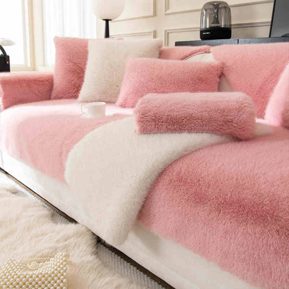 Sofa Cover Plush Faux Fur Non-Slip Machine Washable
