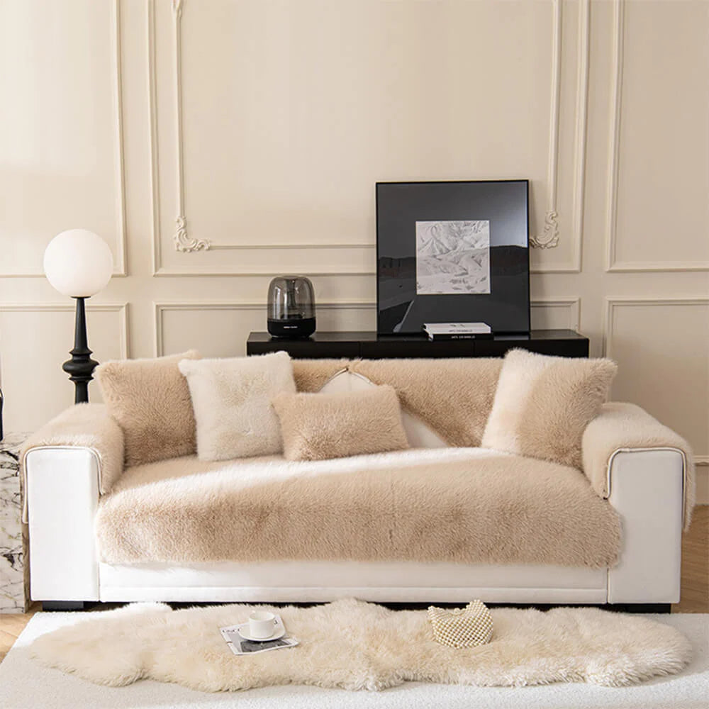 Sofa Cover Plush Faux Fur Non-Slip Machine Washable
