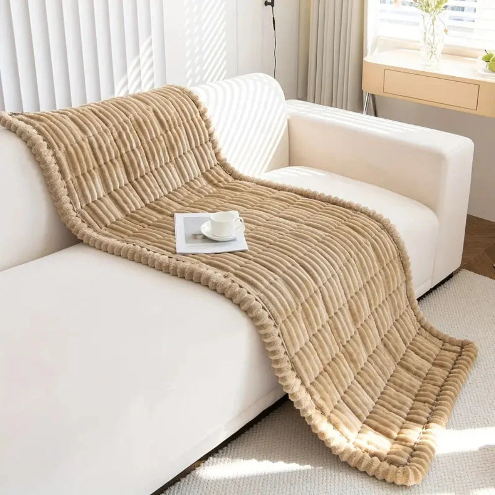 Sofa Cover Plush Flannel Anti-Slip Backing Machine Washable
