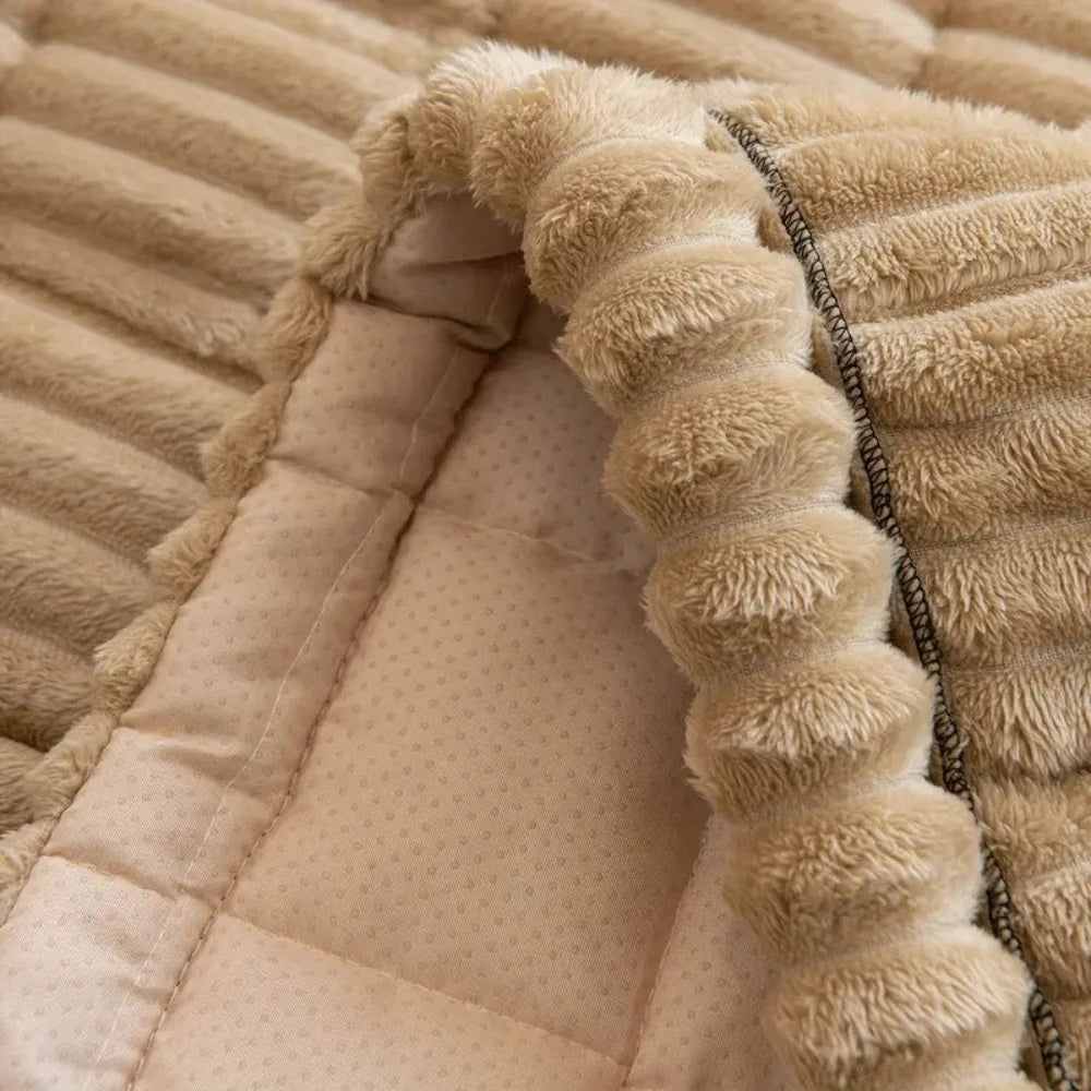 Sofa Cover Plush Flannel Anti-Slip Backing Machine Washable