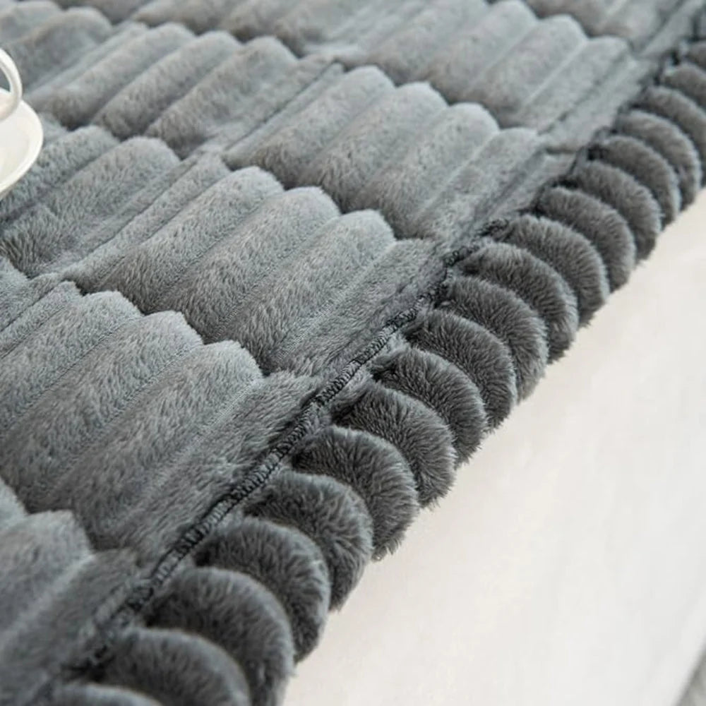 Sofa Cover Plush Flannel Anti-Slip Backing Machine Washable