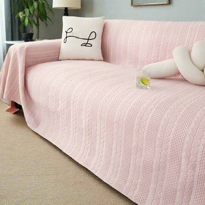 Sofa Cover Plush Leaf Pattern Microfiber & Non-Slip