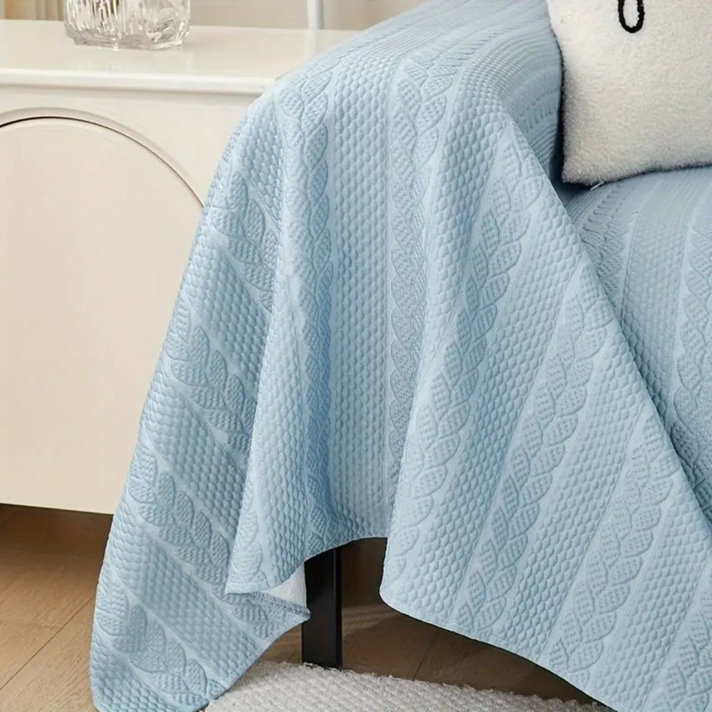 Sofa Cover Plush Leaf Pattern Microfiber & Non-Slip