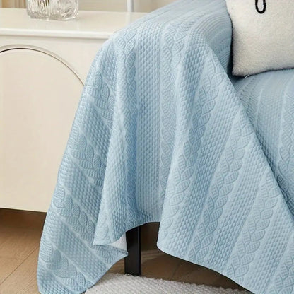 Sofa Cover Plush Leaf Pattern Microfiber & Non-Slip