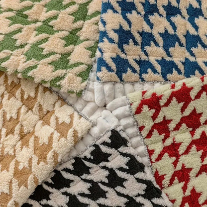 Sofa Cover Plush Microfiber Non-Slip Houndstooth Ruffle