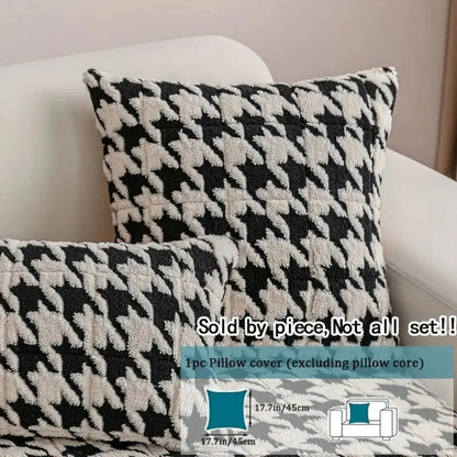 Sofa Cover Plush Microfiber Non-Slip Houndstooth Ruffle