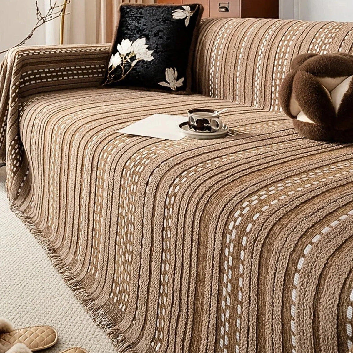 Sofa Cover Plush Microfiber Non-Slip & Pet-Friendly