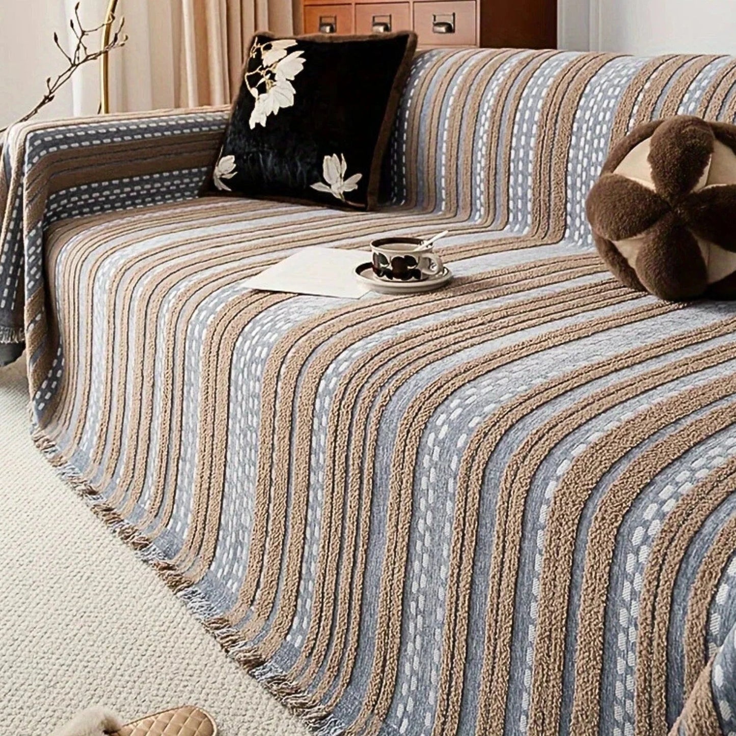 Sofa Cover Plush Microfiber Non-Slip & Pet-Friendly
