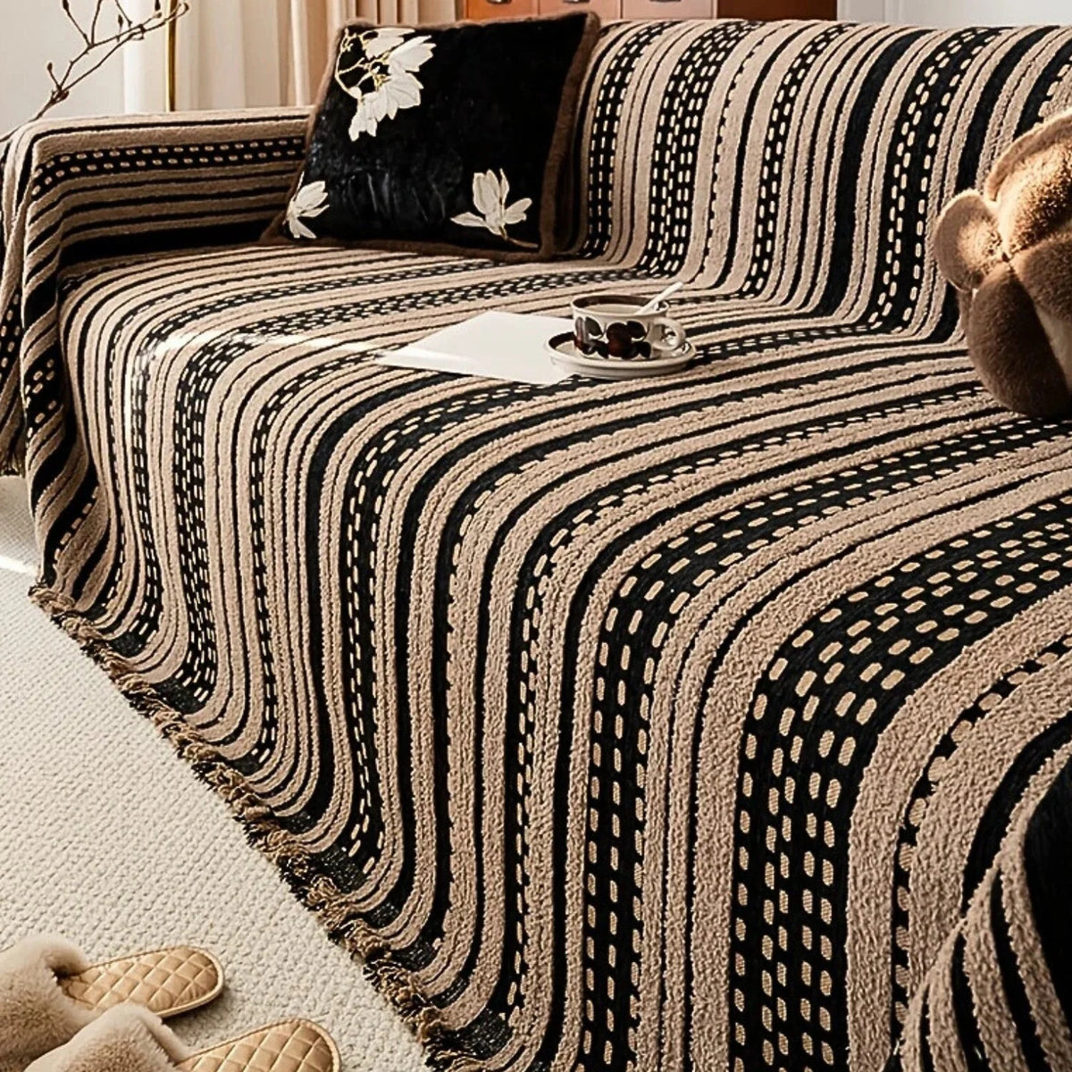 Sofa Cover Plush Microfiber Non-Slip & Pet-Friendly