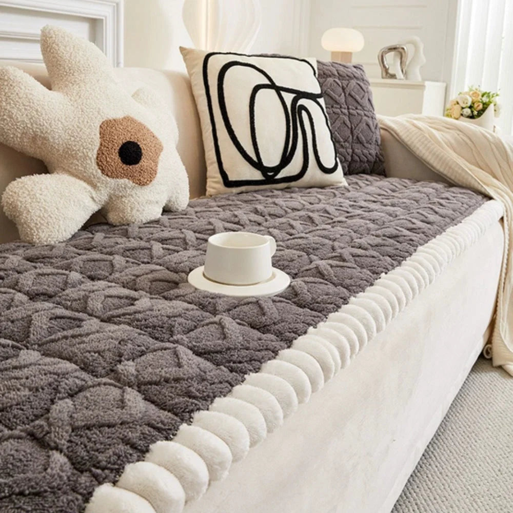 Sofa Cover Plush Quilted Microfiber Anti-Slip & Machine Washable