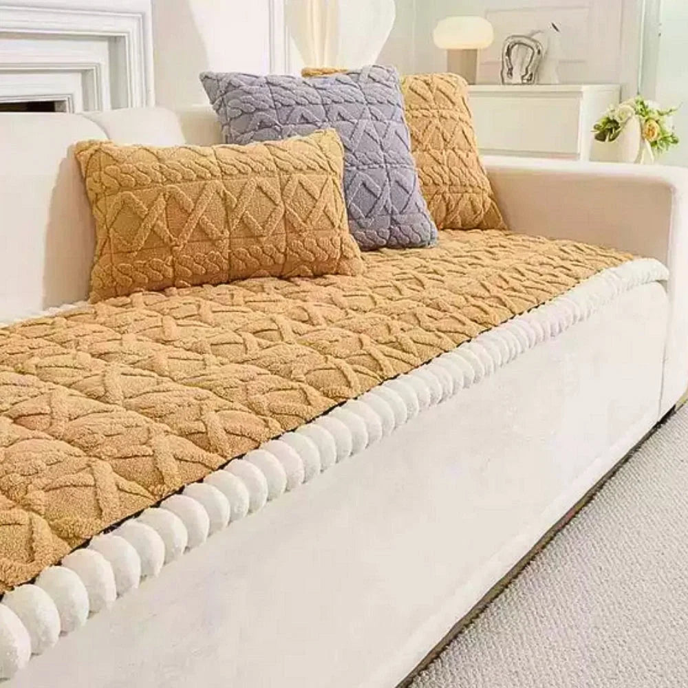 Sofa Cover Plush Quilted Microfiber Anti-Slip & Machine Washable
