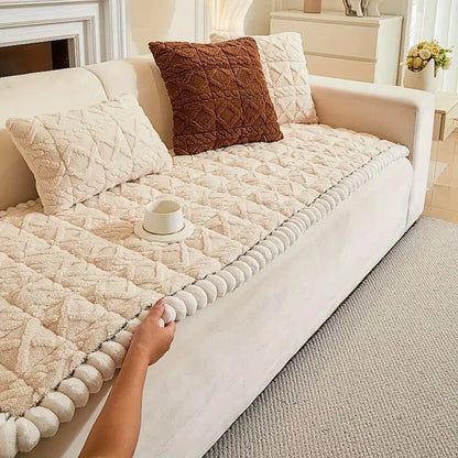 Sofa Cover Plush Quilted Microfiber Anti-Slip & Machine Washable