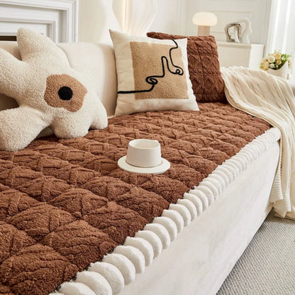 Sofa Cover Plush Quilted Microfiber Anti-Slip & Machine Washable