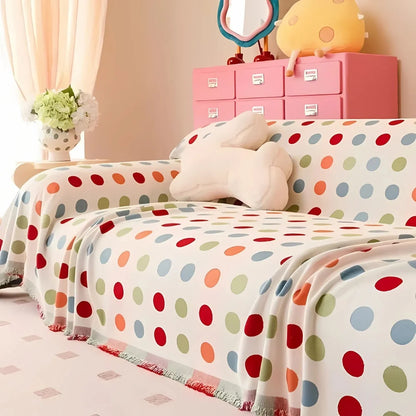 Sofa Cover Polka Dot Microfiber Blend Machine Washable