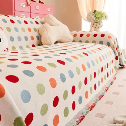 Sofa Cover Polka Dot Microfiber Blend Machine Washable