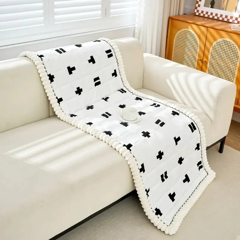 Sofa Cover Quilted Microfiber Blend Ruffled Edge
