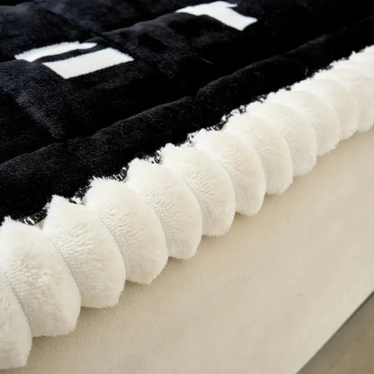 Sofa Cover Quilted Microfiber Blend Ruffled Edge