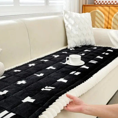 Sofa Cover Quilted Microfiber Blend Ruffled Edge