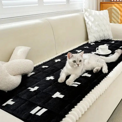 Sofa Cover Quilted Microfiber Blend Ruffled Edge