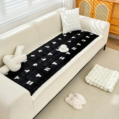 Sofa Cover Quilted Microfiber Blend Ruffled Edge