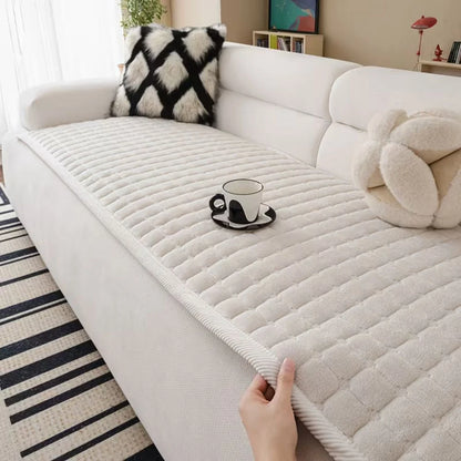 Sofa Cover Quilted Plush Microfiber Machine Washable