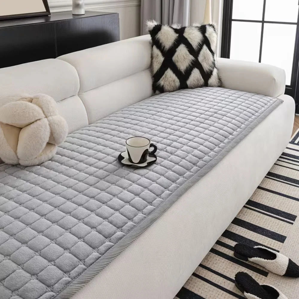 Sofa Cover Quilted Plush Microfiber Machine Washable