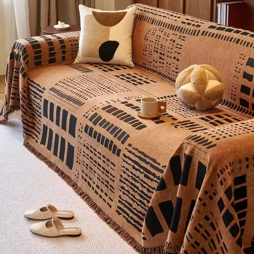 Sofa Cover Reversible Chenille Geometric Print