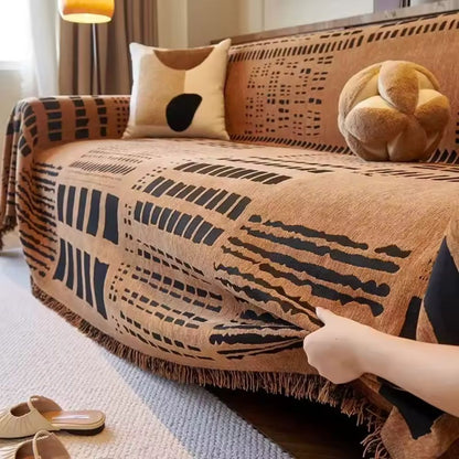 Sofa Cover Reversible Chenille Geometric Print