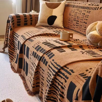 Sofa Cover Reversible Chenille Geometric Print