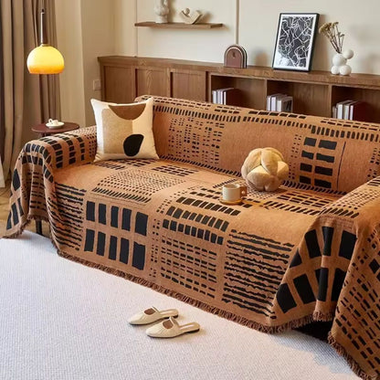 Sofa Cover Reversible Chenille Geometric Print