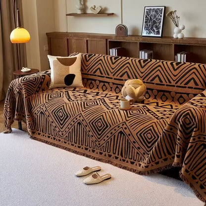 Sofa Cover Reversible Chenille Geometric Print