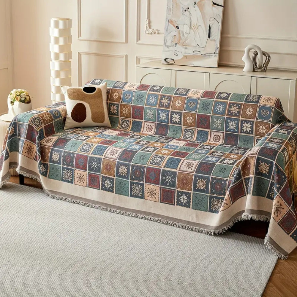 Sofa Cover Reversible Chenille Tassel Trim