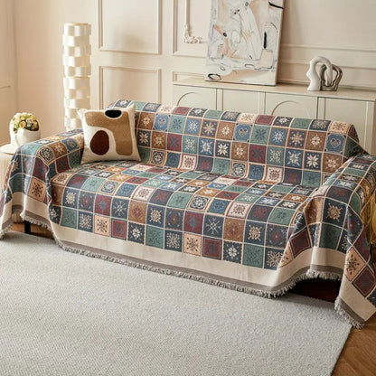 Sofa Cover Reversible Chenille Tassel Trim