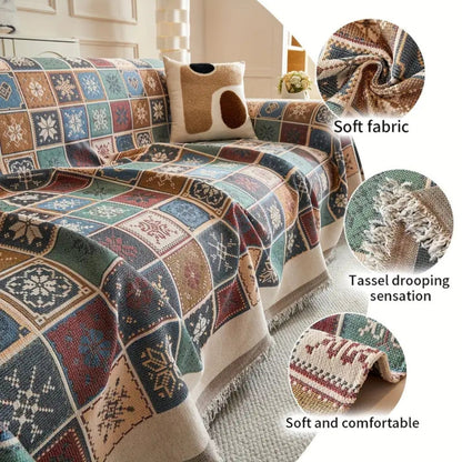Sofa Cover Reversible Chenille Tassel Trim