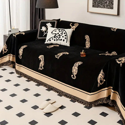 Sofa Cover Reversible Chenille Tiger Print Machine Washable