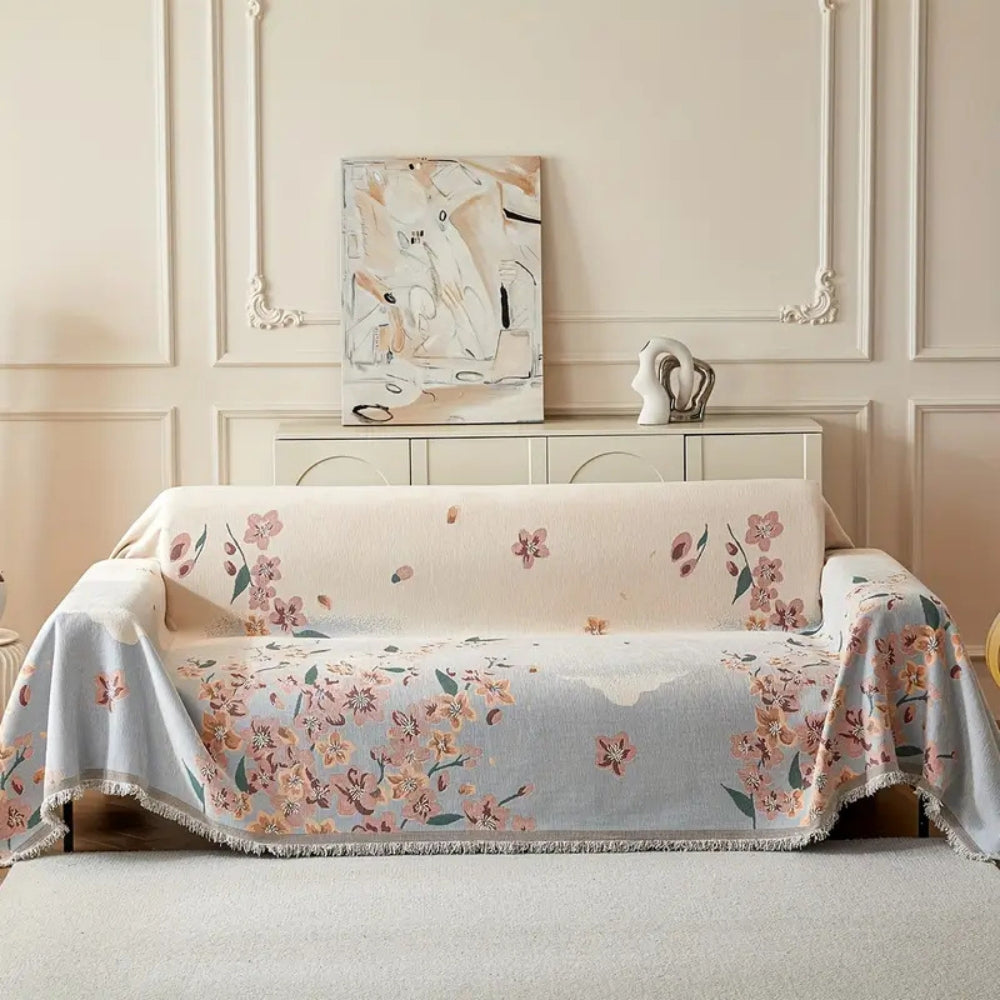 Sofa Cover Reversible Floral Jacquard Cotton-Microfiber Machine-Washable