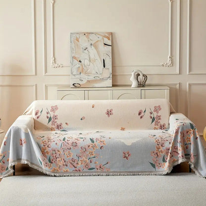 Sofa Cover Reversible Floral Jacquard Cotton-Microfiber Machine-Washable