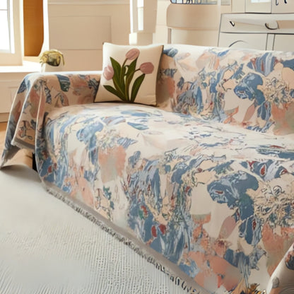 Sofa Cover Reversible Floral Jacquard Cotton-Microfiber Machine-Washable