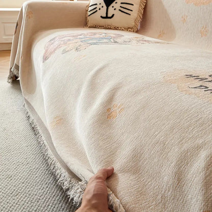 Sofa Cover Reversible Floral Jacquard Cotton-Microfiber Machine-Washable