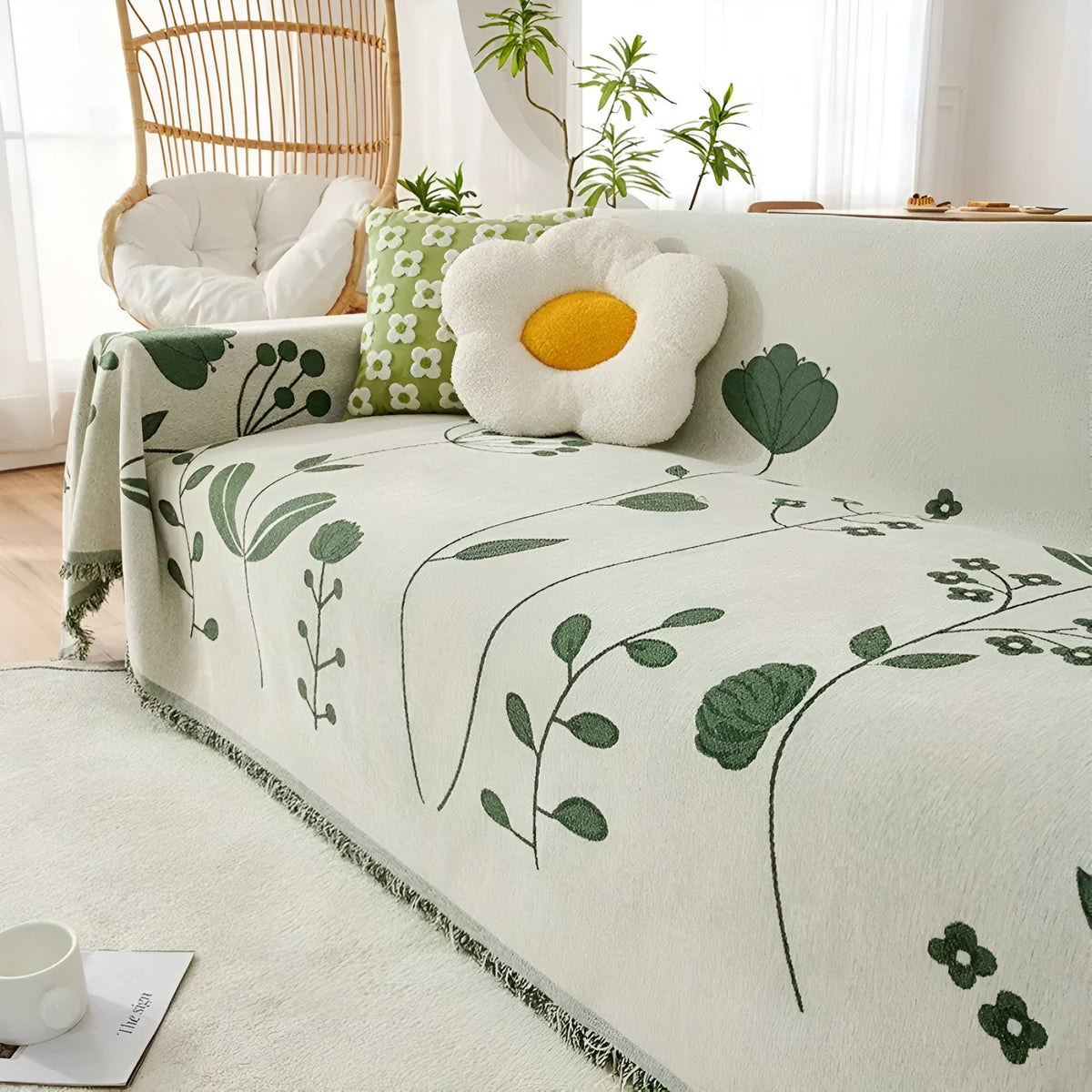 Sofa Cover Reversible Floral Microfiber Pet Resistant